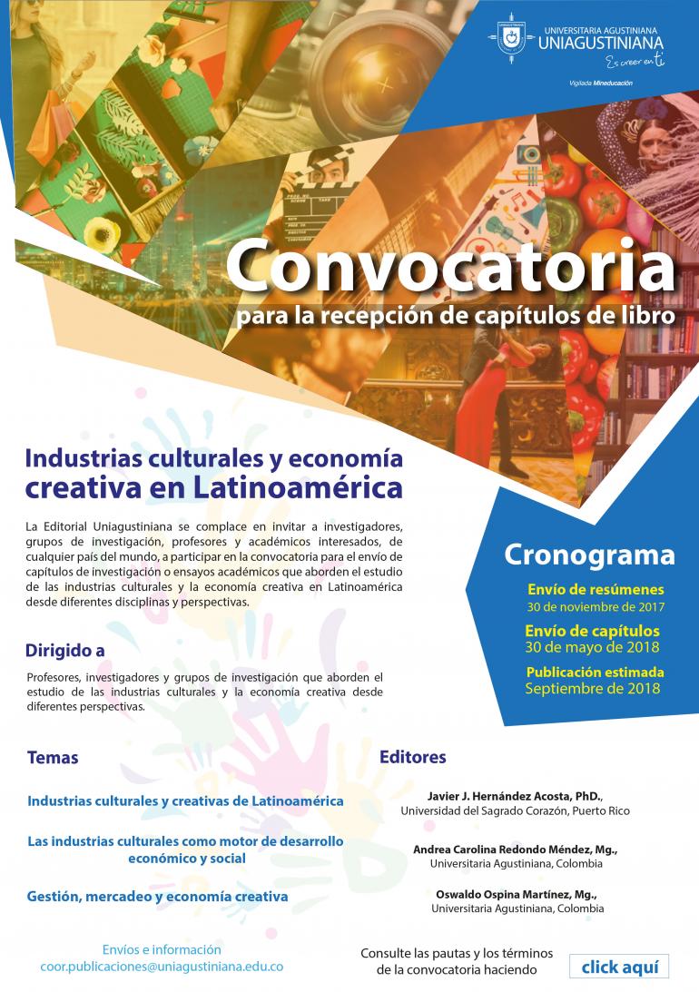 Convocatoria para la recepción de capítulos de libro. Industrias culturales y economía creativa en Latinoamérica