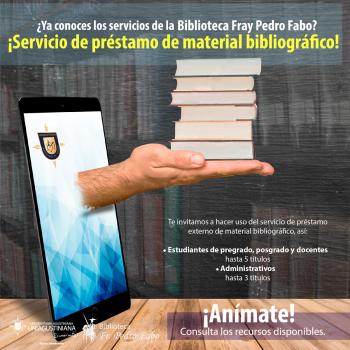 Servicio de préstamo de material bibliográfico en Biblioteca Fray Pedro Fabo